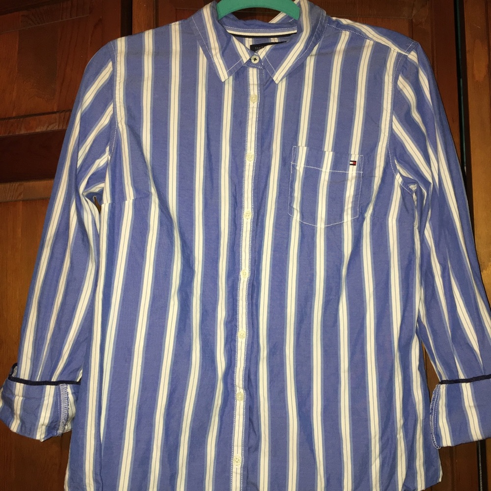 Blue & White Striped Button Down